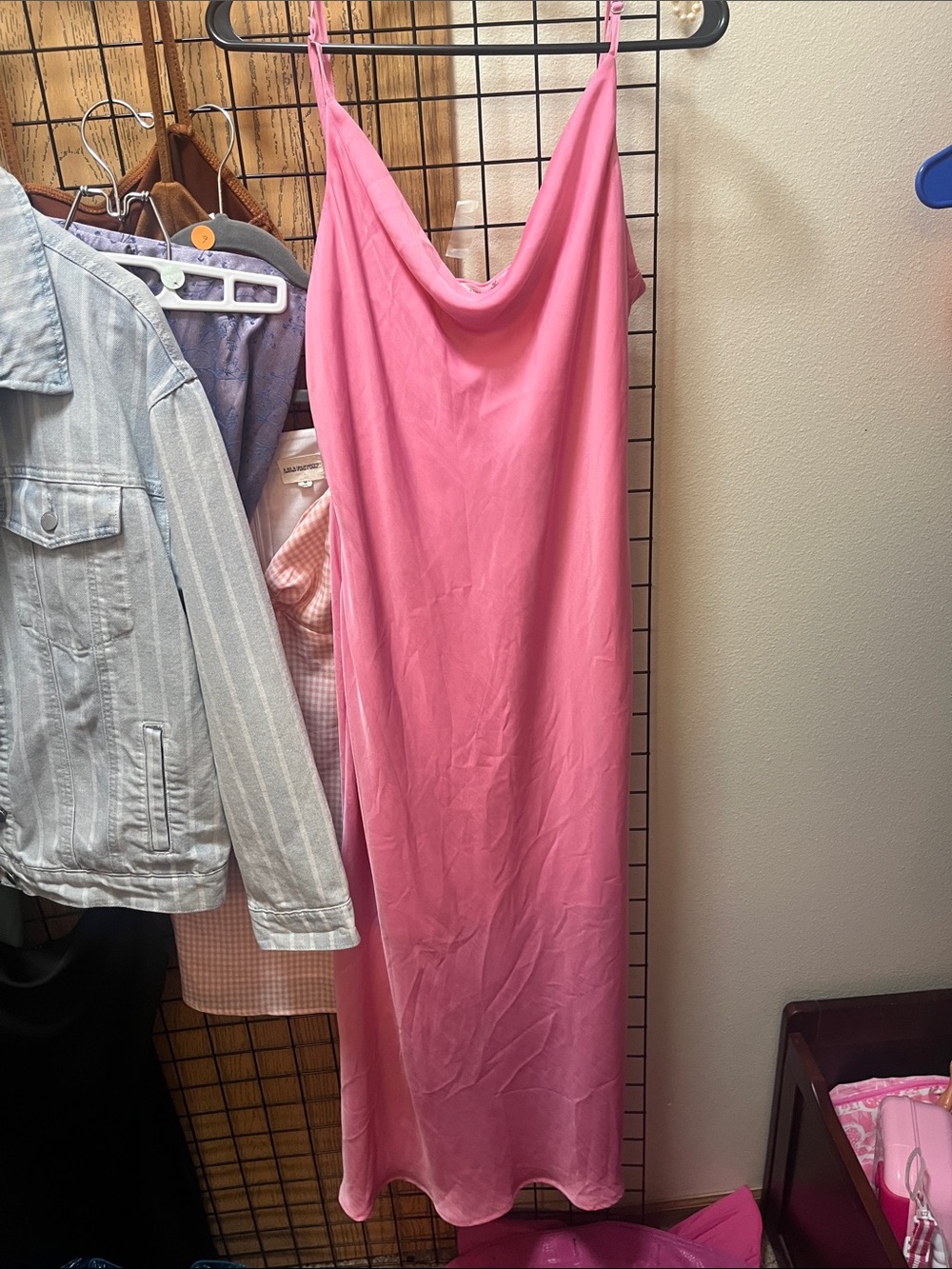 Altar'd State Pink Cowl Midi Slip Dress